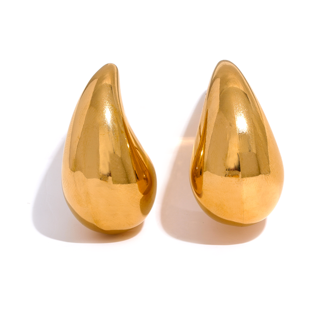 The Puffed Teardrop Gold Earrings
